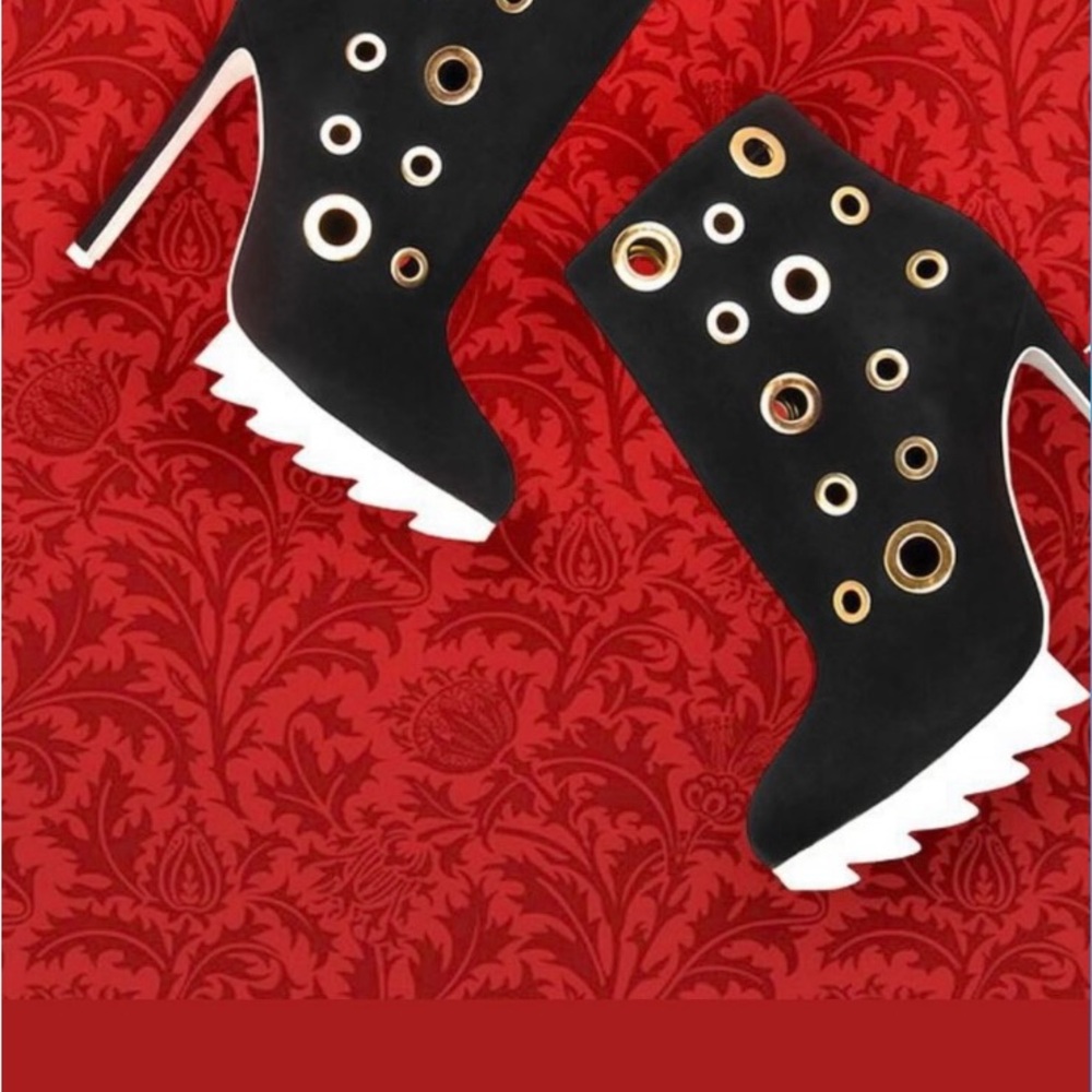 Privileged Black and Gold Heeled Boots